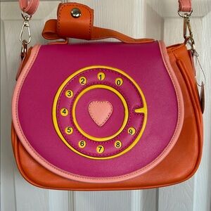 NWT Hot Pink & Orange Retro Dial Telephone Purse